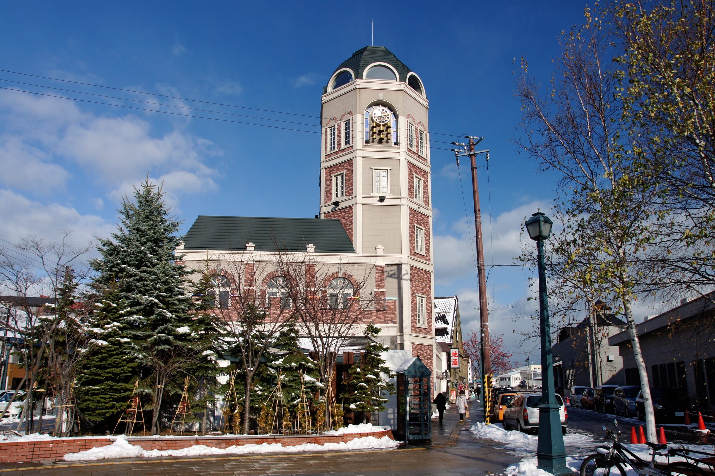 The clock tower of the LeTAO main store at the Marchen crossing in Otaru