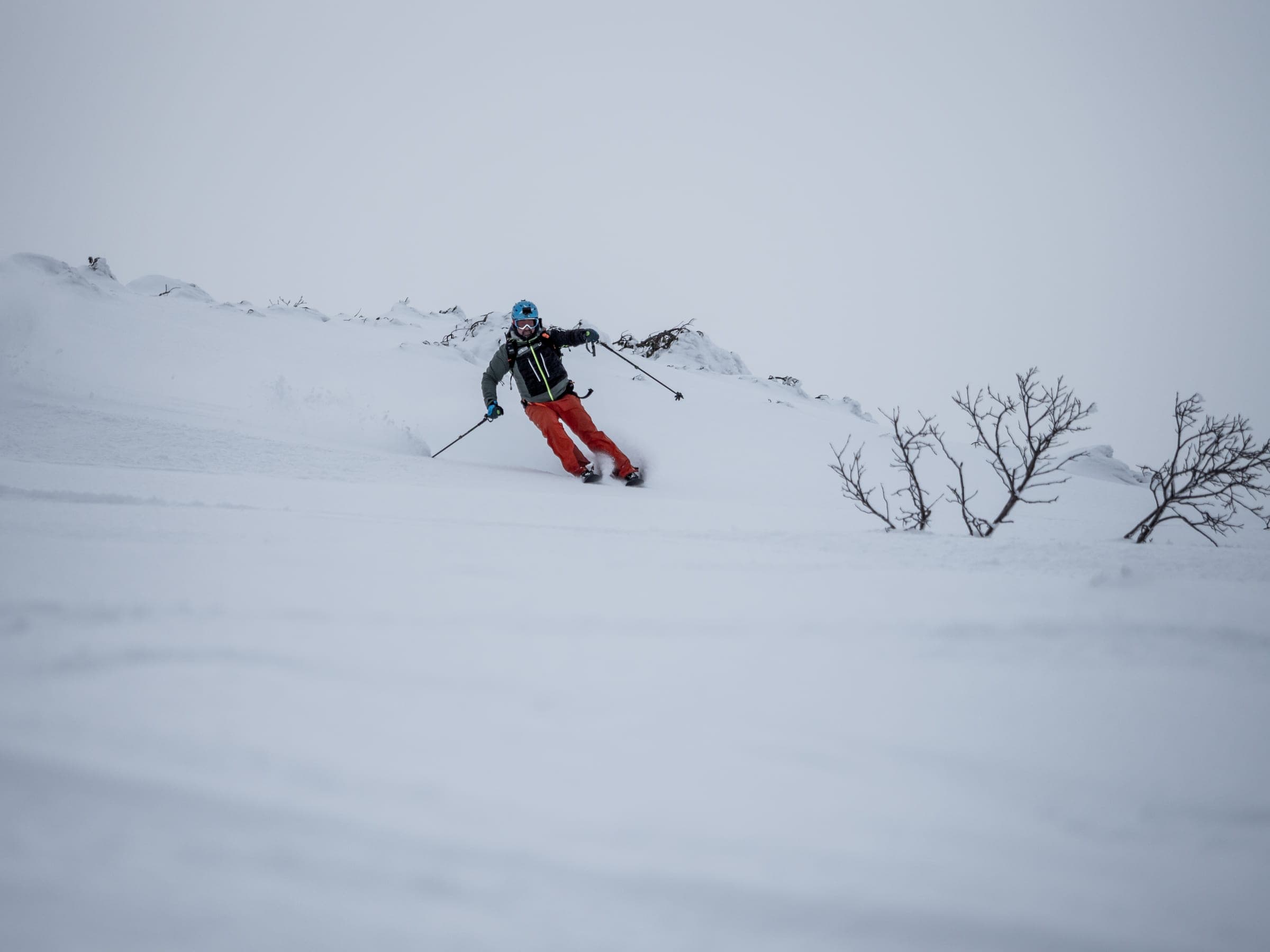A skier turns down the Higashi-no-tani gully on Sandan-yama